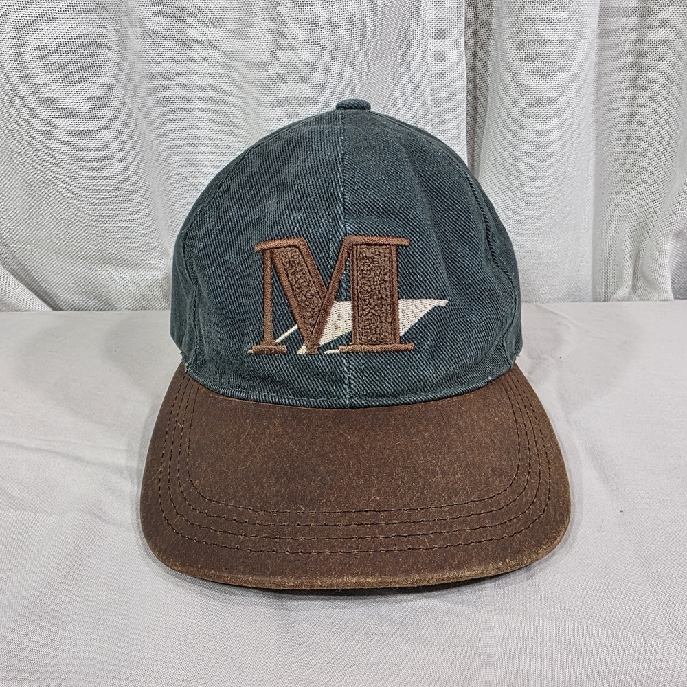 Goofy’s Hat Co. Vintage Strapback “M” Logo Hat – USA Made – Green & Brown